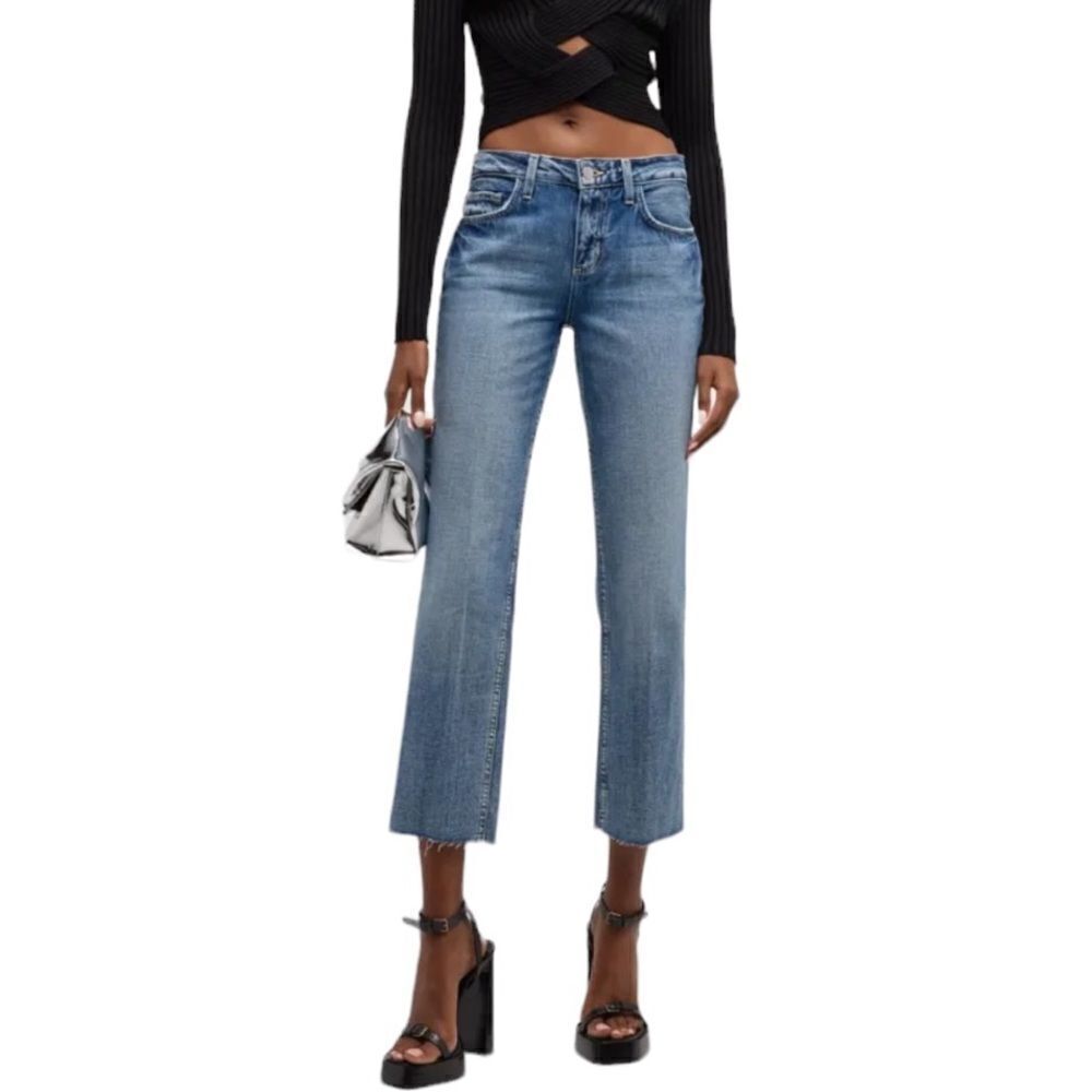L’Agence cropped raw hem straight high rise jeans size 29